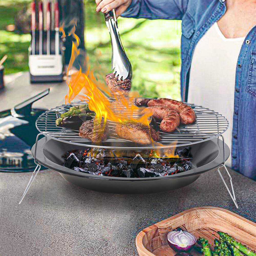 SEARCHI Stainless Steel BBQ Cooking Grill Basket Portable Accessories,  Outdoor Round Barbecue Grill Grate, BBQ Tools Camping Picnic Cookware for  Grilling Vegetables Fishes Shrimp 