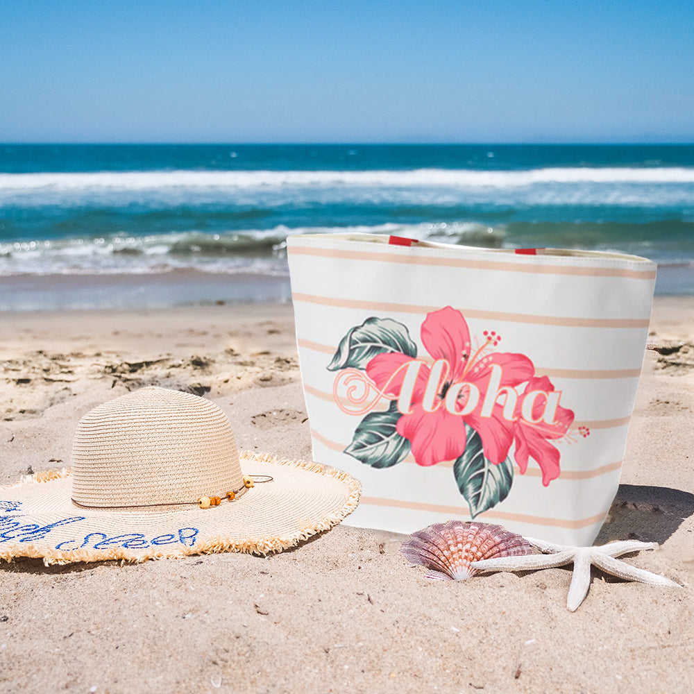 Bolso tote de playa con estampado Aloha y diseño floral