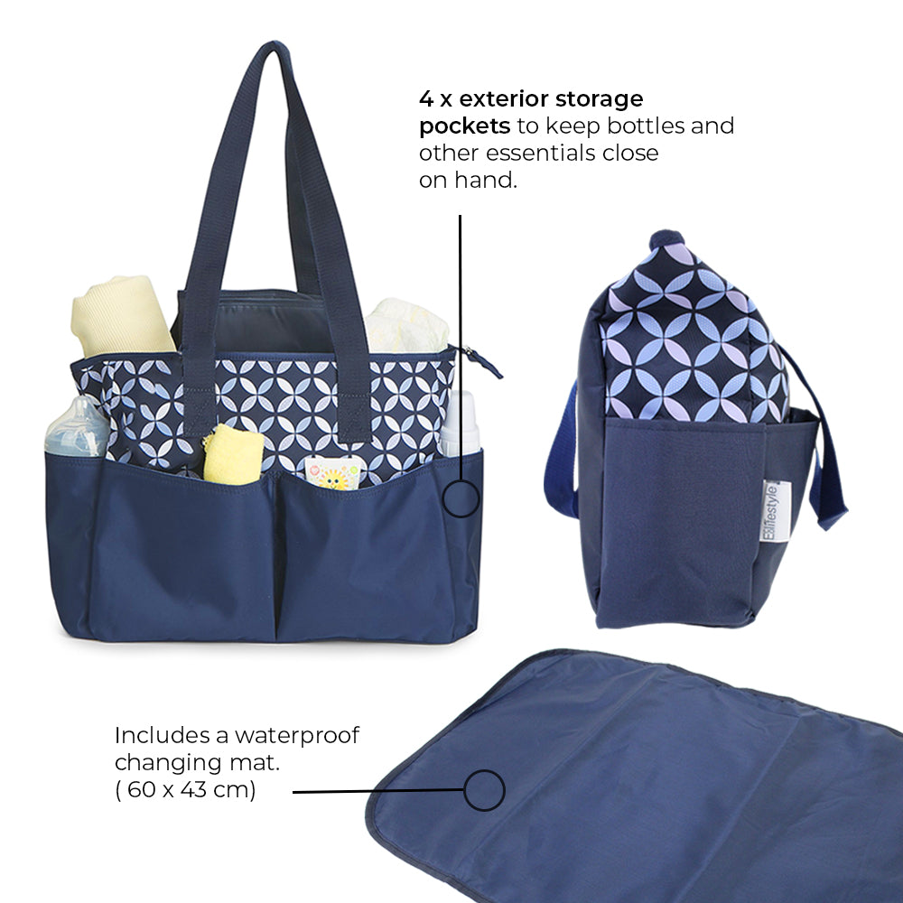 Bolsa de pañales para bebé con 5 compartimentos y tapete - Azul marino –  Eco Lifestyle
