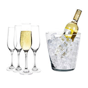Copas de champán de 180 ml y enfriador de hielo - Set de regalo de 5 piezas de champán